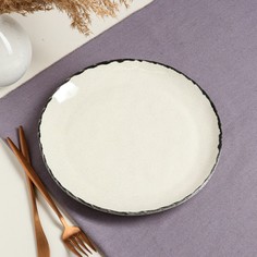 Тарелка "Круглая", плоская, чёрный лофт, 24 см Керамика ручной работы