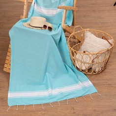 Полотенце для ванны Пештемаль Love Life "Cotton Foutah"90х170см,220г/м,80%хл,20% п/э,голуб No Brand