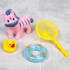 Игрушки для ванной Крошка Я Лошадка и сачок, 4 шт, малышей