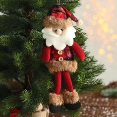 Мягкая игрушка Зимнее волшебство Дед Мороз в клетку 8х30 см, красный