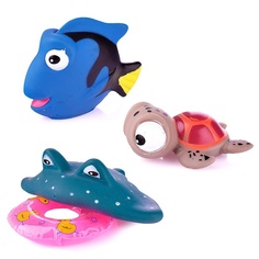 Игрушки для ванной Oubaoloon 4 шт, пищалки, в сетке