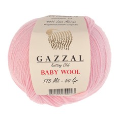 Пряжа Gazzal Baby Wool, 175 м/50 гр, (836 бледно-розовый)