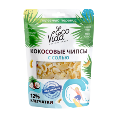 Кокосовые чипсы EcoVida с солью 100 гр