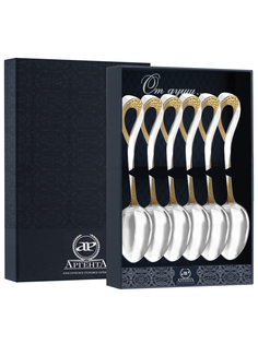 Набор чайной ложки АргентА Мимоза серебряный с позолотой 922НБ03802