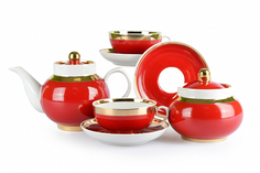 Чайный сервиз Дулево Рубин Рубин 14 предметов на 6 персон Дулевский фарфор