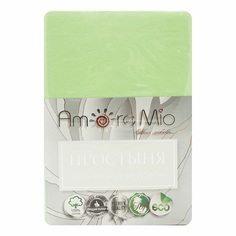 Простыня на резинке Amore Mio 160200 см., зеленая