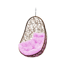 Подвесное кресло коричневое M-group Овал ротанг (без стойки) 11370208 розовая подушка
