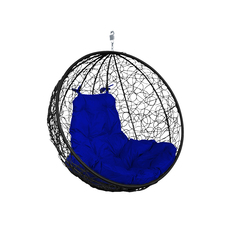 Подвесное кресло черное M-group Круг ротанг (без стойки) 11320410 синяя подушка