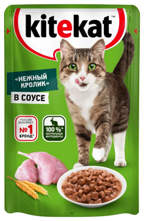 Влажный корм для кошек Kitekat с кроликом в соусе консервированный 85 г
