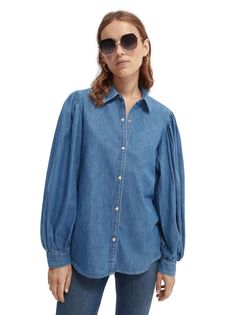 Рубашка женская Scotch & Soda 164309/0089 синяя XS