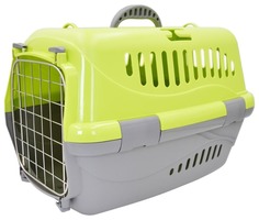 Переноска Зооэкспресс Турне с металлической дверцей, зеленая, 48x32x32 см Zoo Express