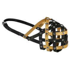 Намордник Tappi Мэд №5, кожаный, желто-черный, 30-32 см