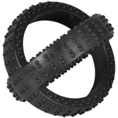 Игрушка для собак Flamingo Гладиатор кольцо в кольце, черное, 14 см