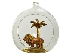 Стеклянный шар с фигуркой ЦАРЬ ЗВЕРЕЙ, полистоун, 10 см, Kaemingk