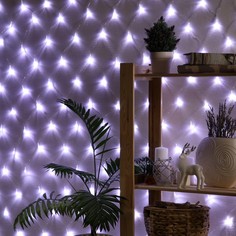 Гирлянда Сеть 1.6×1.6 м IP20 прозрачная нить 144 LED свечение белое 8 режимов 220 В Luazon Lighting