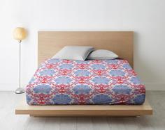 Простыня на резинке из поплина Ночь Нежна; Царственный образ красная;