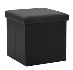 GOOD SALE 10202 Пуф складной из экокожи, черный 38х38х36 см