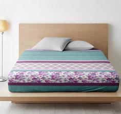 Простыня на резинке из поплина Ночь Нежна; Валери зеленая основной;