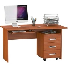 Стол письменный Мебельный двор С-МД-1-04ПТ вишня, с панелью под клавиатуру С-МД-4-03 вишня, тмба С-МД-3-02 вишня