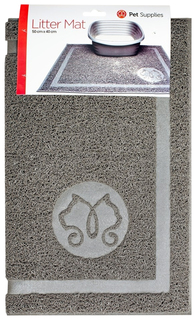 Коврик для туалета Kitty City Medium Rubber Litter Mat, серый, 40х50x0,7 см