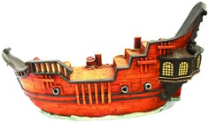 Декорация для аквариума Prime Затонувший фрегат CH2614, пластик, 38х11,5х20 см P.R.I.M.E.