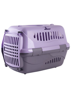 Переноска для животных Zooexpress Турне M с пластиковой дверцей 48*32*32 см, фиолетовая