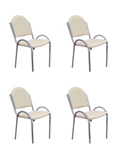 Стул офисный Элегант, со спинкой мягкий бежевый 4 шт No Brand