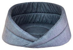 Лежанка для животных HOMEPET Leather №2 Микровелюр, лежак, пыльно-голубой, 55х55х27 см