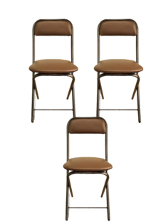 Стул складной Комфорт с мягкой спинкой, коричневый 3 шт No Brand