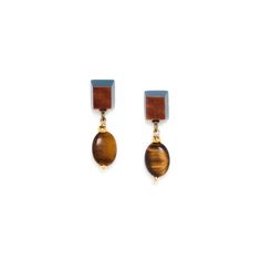 Серьги из бижутерного сплава с тигровым глазом Nature Bijoux NB22.2-12-77454