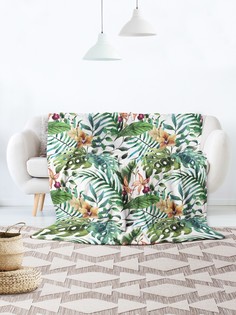 плед 150x200 (велсофт) Ambesonne Зеленый папортник на диван или кресло