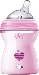 Детская бутылочка Chicco Natural Feeling с 2 мес 250 мл розовая