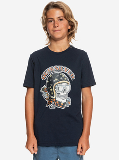 Футболка для мальчиков Quiksilver Skulltrooper, Синий, размер 141