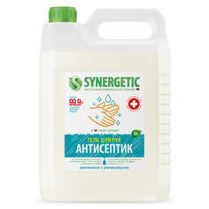 Антисептик для рук SYNERGETIC "Увлажнение и ультразащита 99,9%" с алоэ вера, 5л, гель