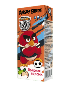 Нектар Angry birds с мякотью яблоко, персик 0.2 л