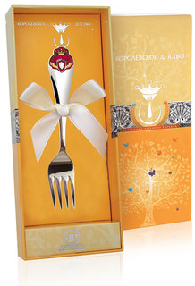 Вилка детская КД "Принцесса" с позолотой с эмалью АргентА