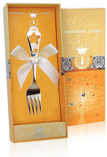 Вилка детская КД "Звезда" с позолотой с синей эмалью АргентА