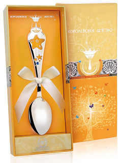 Ложка детская АргентА КД "Звезда" с позолотой с синей эмалью