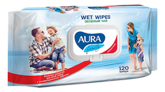 Салфетки влажные для детей Aura FAMILY зеленый чай 120 шт.