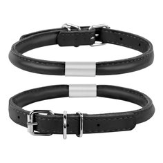 Ошейник для собак Collar Glamour круглый с адресником Черный 8 мм длина 20-25 см