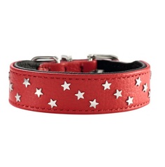 Ошейник для собак HUNTER Capri Mini Stars, обхват шеи 24-28.5 см, кожа, красный, черный