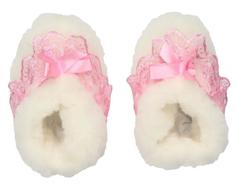 Пинетки Грачонок, белые с розовой лентой
