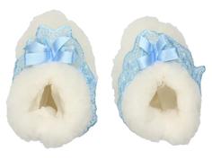 Пинетки Грачонок, белые с голубой лентой