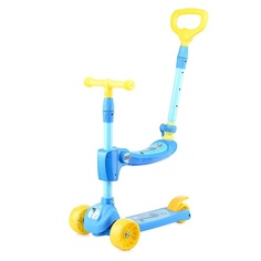 Самокат Oubaoloon с сиденьем и ручкой, свет, звук, синий, в коробке