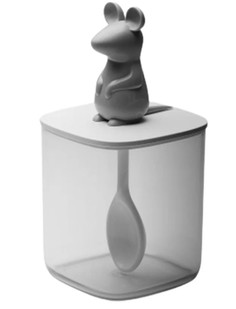 Банка для сыпучих продуктов lucky mouse seasoning с ложкой, 250 мл Qualy FD-QL10365-CL-GY