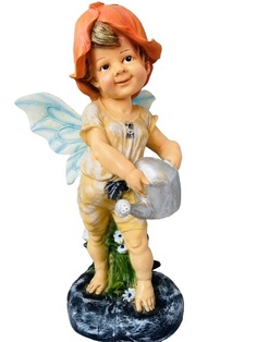Садовая фигурка Наш Дом Мальчик на камне с лейкой с крылышками Н-46см 200465