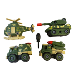 Конструктор машинки детские с отверткой 4 шт. хаки 900919/5 No Brand