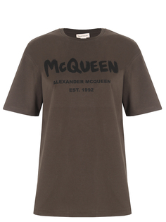 Футболка хлопковая с принтом Alexander Mcqueen