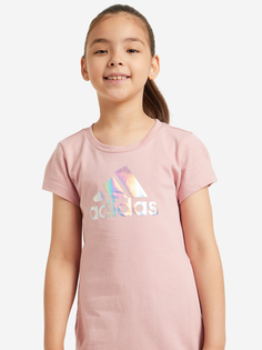 Футболка для девочек adidas Dance Metallic Print, Розовый, размер 152