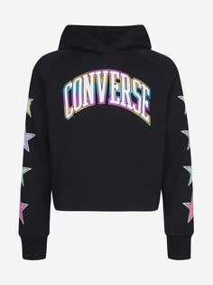 Худи для девочек Converse Shine Raglan, Черный, размер 128